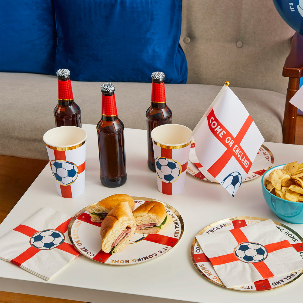 8pk Come On England Foiled Paper Plates - Football Party party plates 8pk Come On England Foiled Paper Plates Default