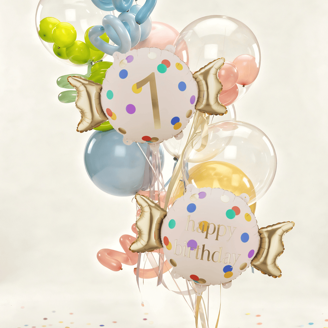 Age 1 Polka Dot Candy Shape Foil Balloon Foil Balloon Age 1 Polka Dot Candy Shape Foil Balloon