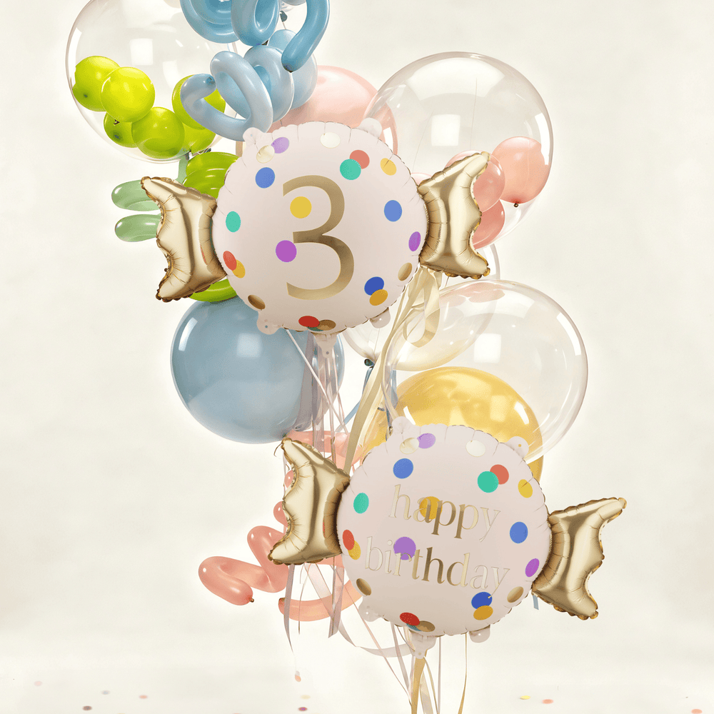 Age 3 Polka Dot Candy Shape Foil Balloon Foil Balloon Age 3 Polka Dot Candy Shape Foil Balloon