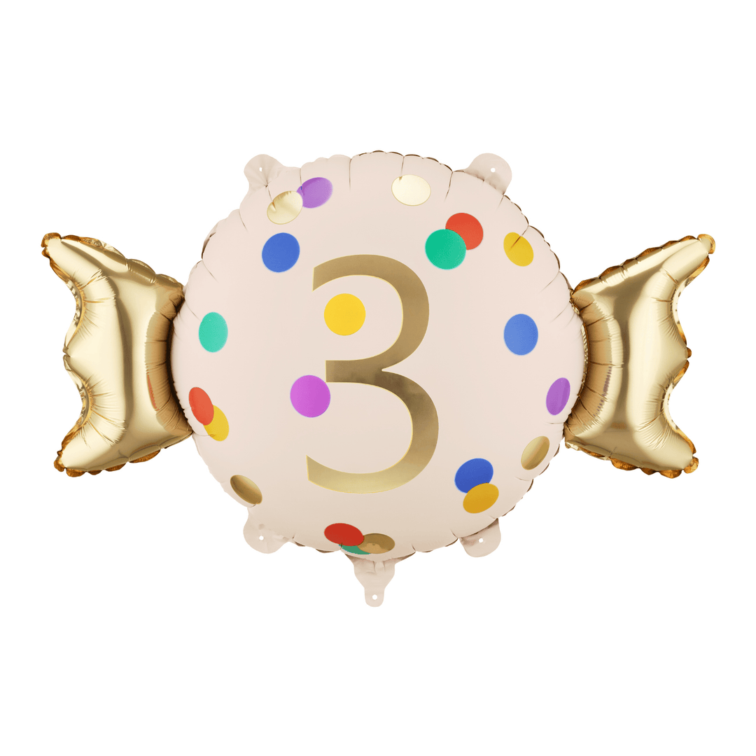 Age 3 Polka Dot Candy Shape Foil Balloon Foil Balloon Age 3 Polka Dot Candy Shape Foil Balloon