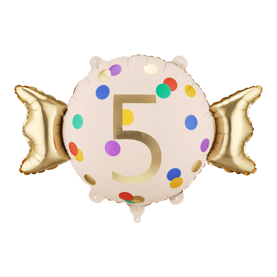 Age 5 Polka Dot Candy Shape Foil Balloon Foil Balloon Age 5 Polka Dot Candy Shape Foil Balloon