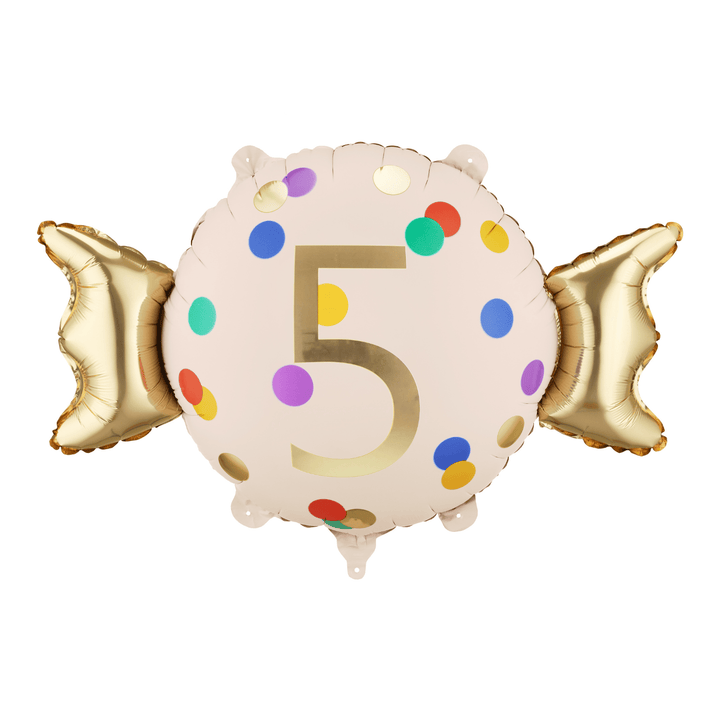 Age 5 Polka Dot Candy Shape Foil Balloon Foil Balloon Age 5 Polka Dot Candy Shape Foil Balloon