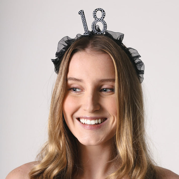 Age Headband with Ruffles &amp; Pearls Party Accessories Age Headband with Ruffles &amp; Pearls