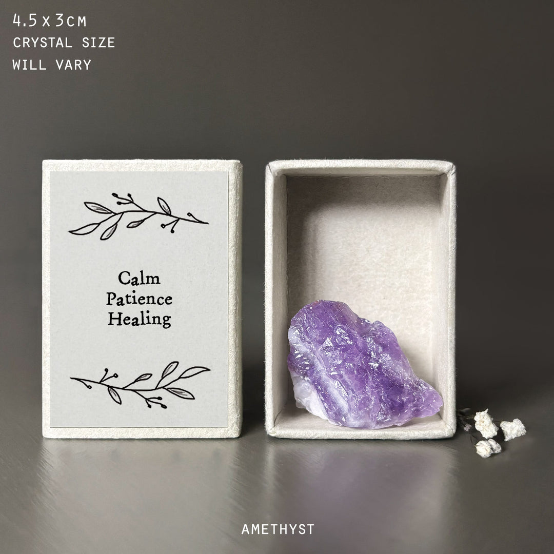 Amethyst Crystal Matchbox - Calming Keepsake Gift crystal East of India Crystal Matchbox - Amethyst