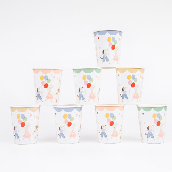 Animal Friends Party Cups x 8 - Meri Meri Party Supplies Disposable Cups Animal Friends Party Cups x 8
