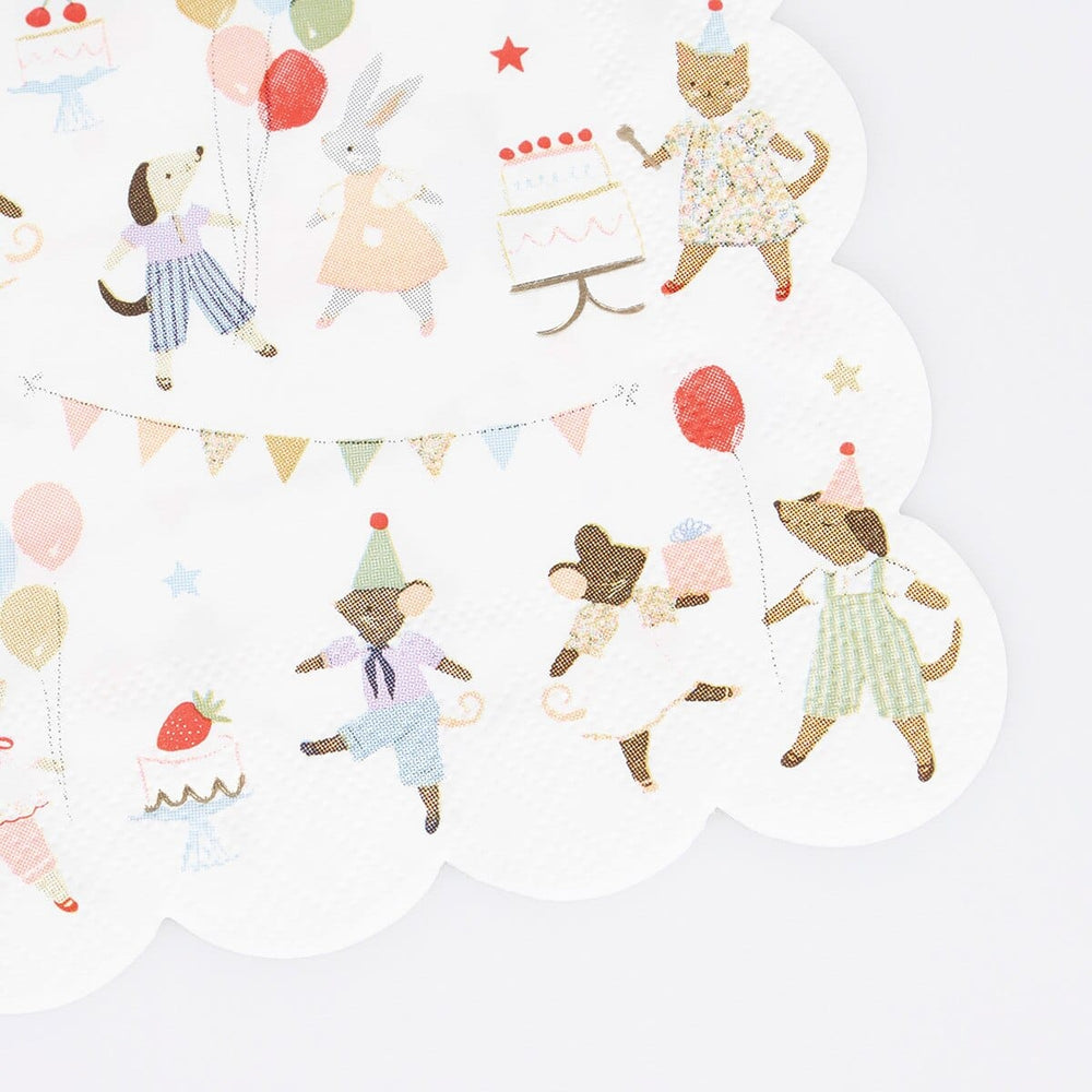 Animal Friends Small Party Napkins x 16 - Meri Meri Party Supplies party napkins Animal Friends Small Party Napkins x 16