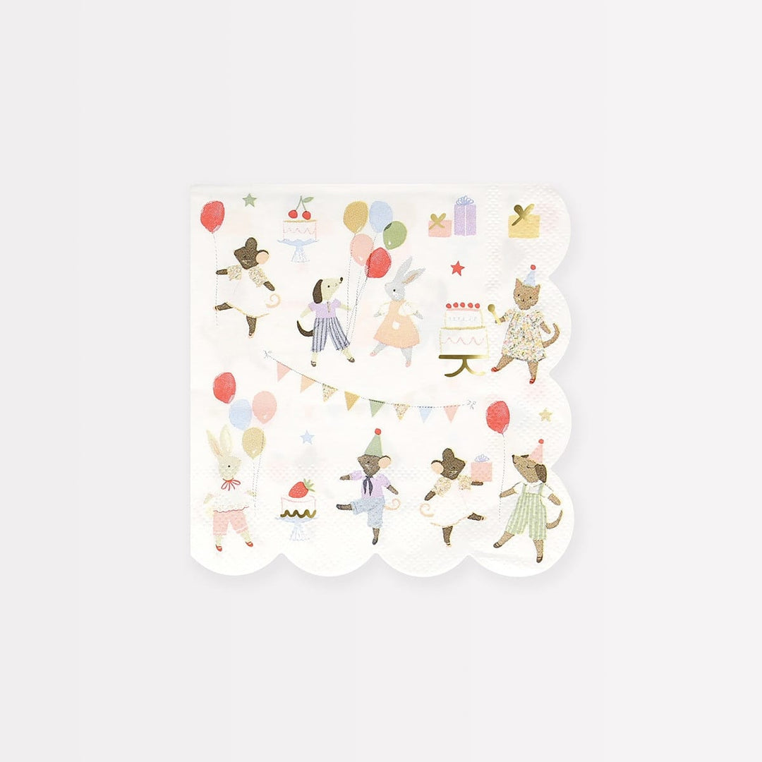 Animal Friends Small Party Napkins x 16 - Meri Meri Party Supplies party napkins Animal Friends Small Party Napkins x 16