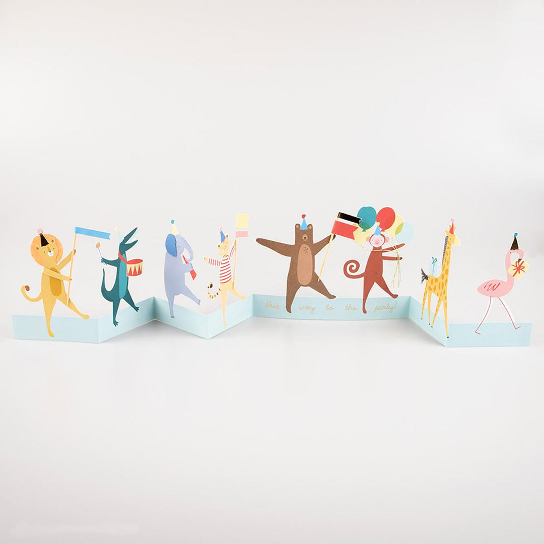 Animal Parade Concertina Birthday Card | Meri Meri Greetings Card Animal Parade Concertina Birthday Card