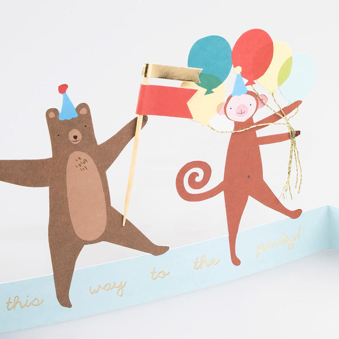 Animal Parade Concertina Birthday Card | Meri Meri Greetings Card Animal Parade Concertina Birthday Card