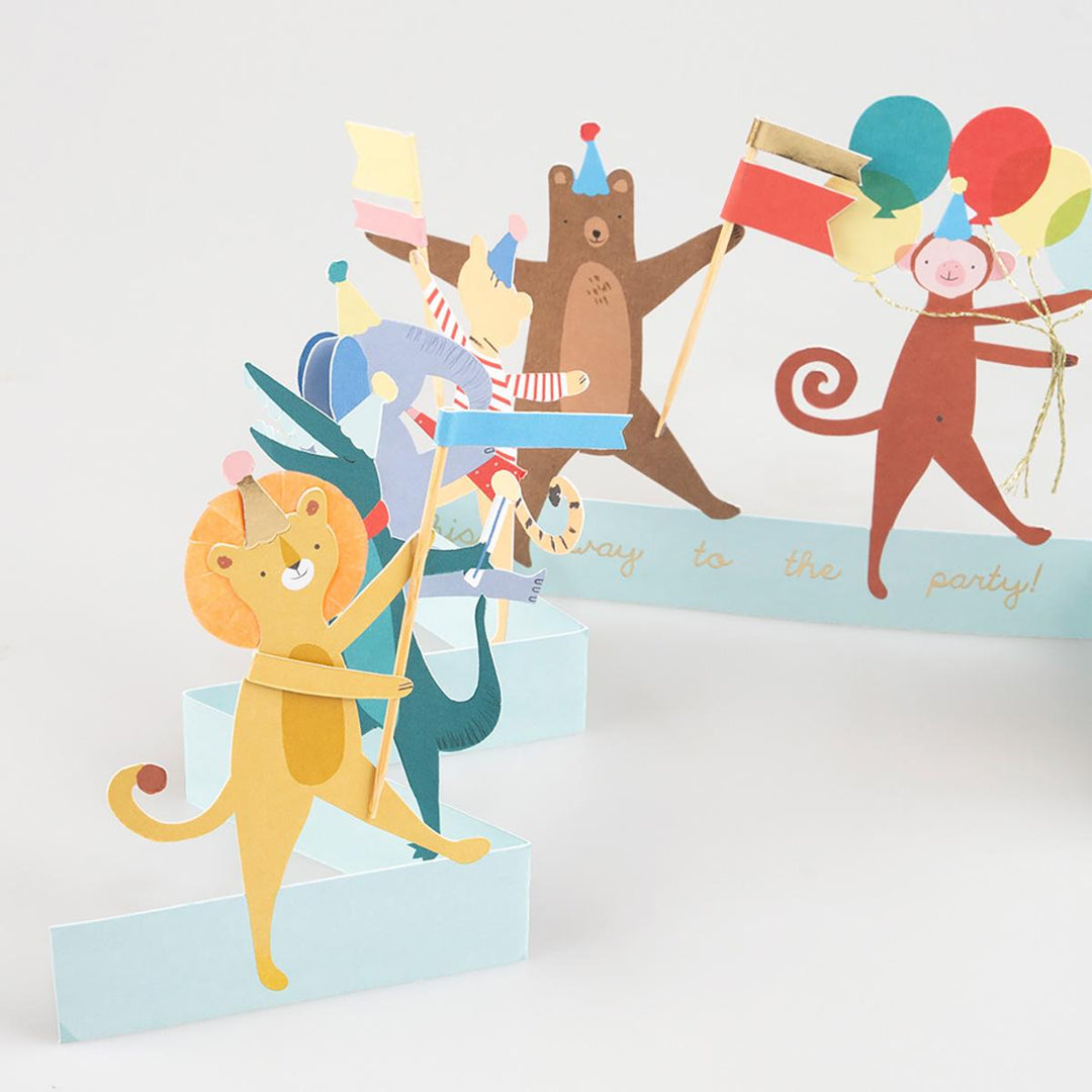 Animal Parade Concertina Birthday Card | Meri Meri Greetings Card Animal Parade Concertina Birthday Card