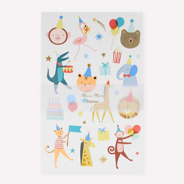 Animal Parade Large Temporary Tattoo Sheets x 2 | Meri Meri temporary tattoos Animal Parade Large Temporary Tattoo Sheets x 2