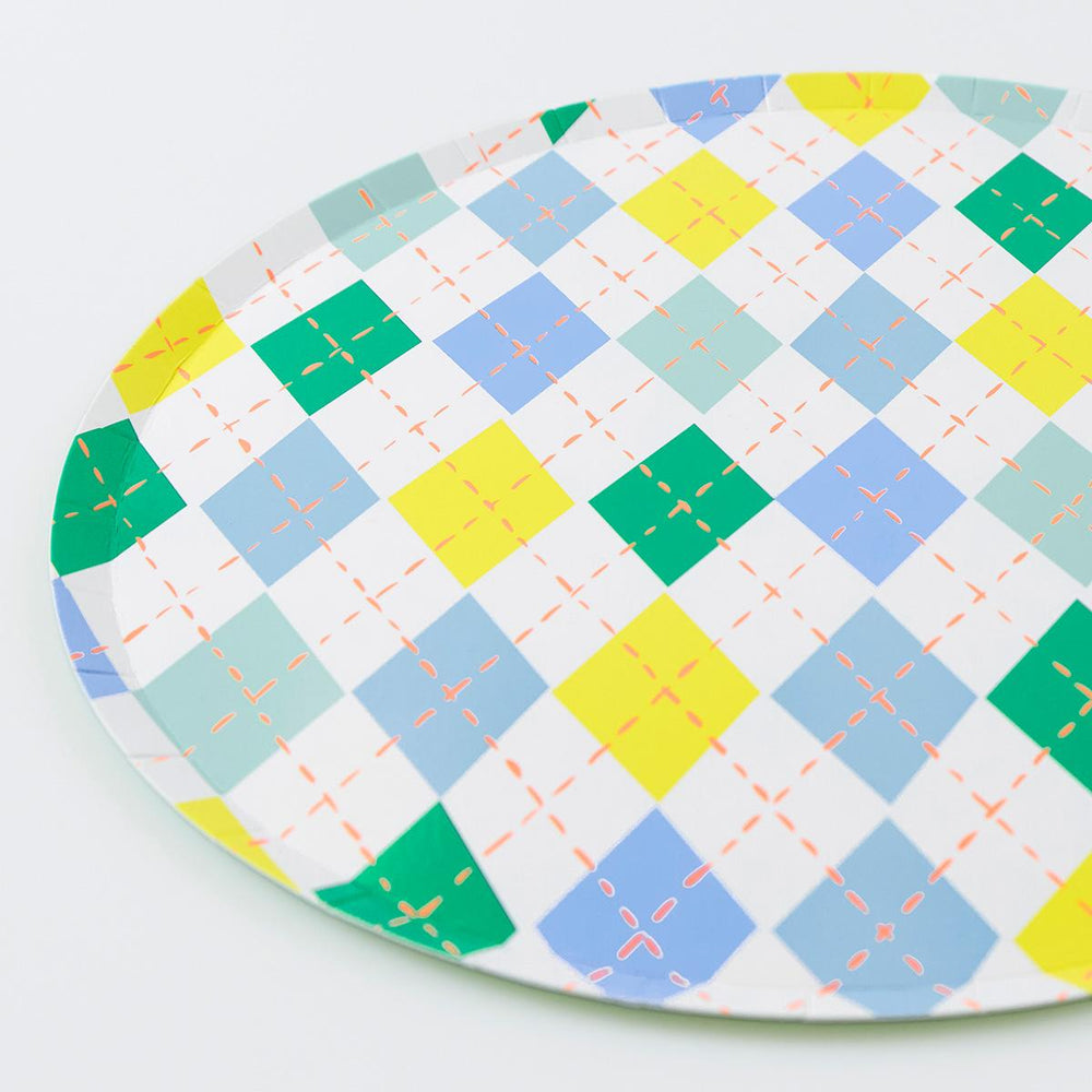 Argyle Dinner Party Plates x 8 | Meri Meri party plates Argyle Dinner Party Plates x 8