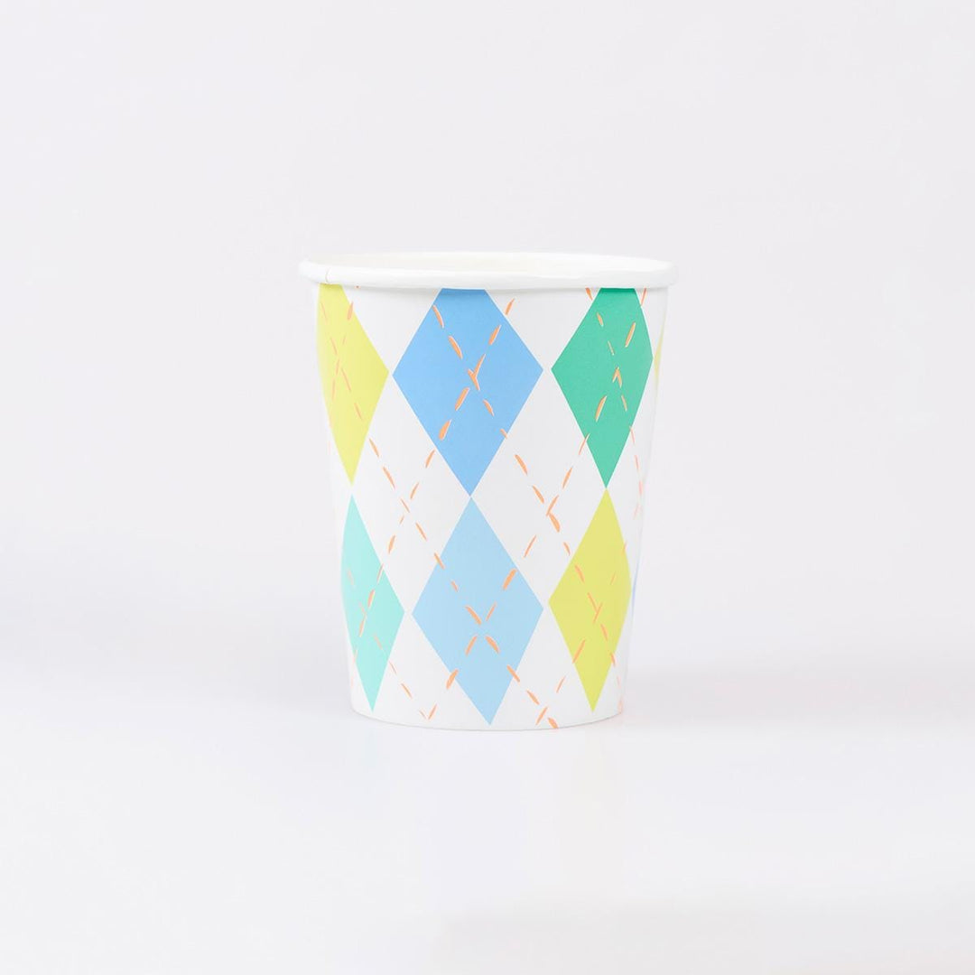 Argyle Party Cups x 8 | Meri Meri party cups Argyle Party Cups x 8