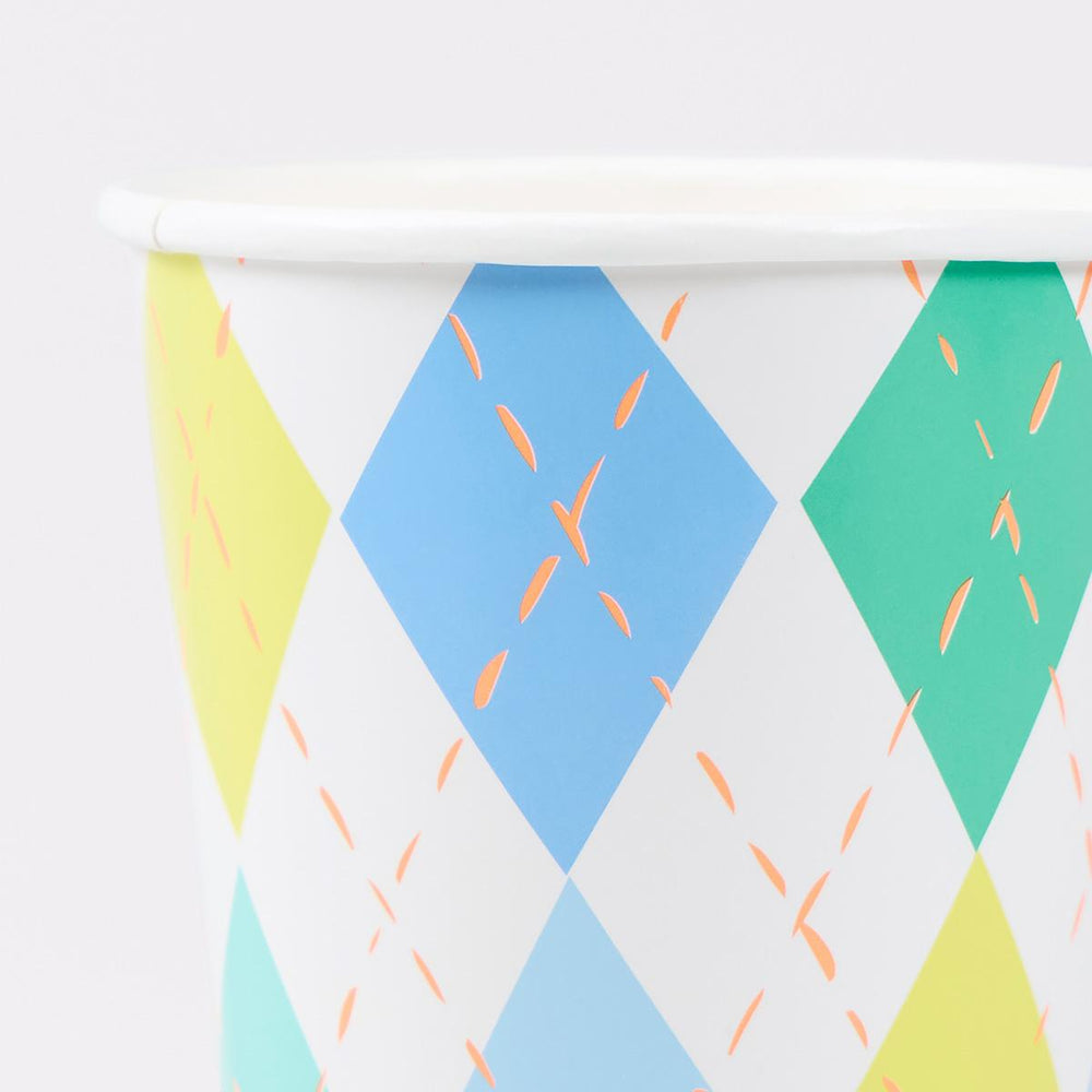 Argyle Party Cups x 8 | Meri Meri party cups Argyle Party Cups x 8