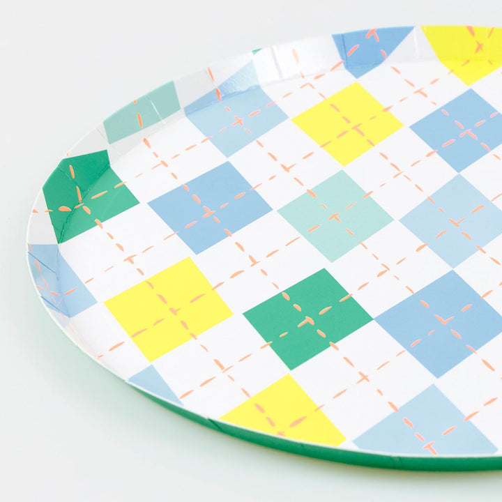 Argyle Side Party Plates x 8 | Meri Meri party plates Argyle Side Party Plates x 8
