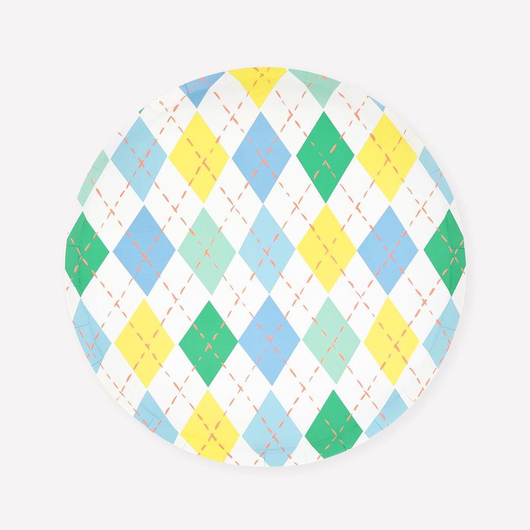 Argyle Side Party Plates x 8 | Meri Meri party plates Argyle Side Party Plates x 8