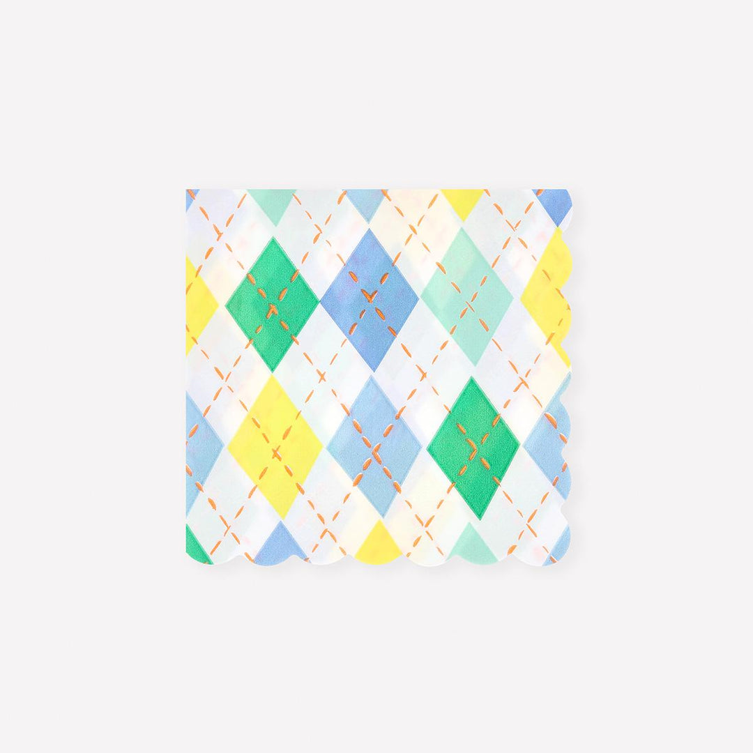 Argyle Small Party Napkins x 16 | Meri Meri party napkins Argyle Small Party Napkins x 16