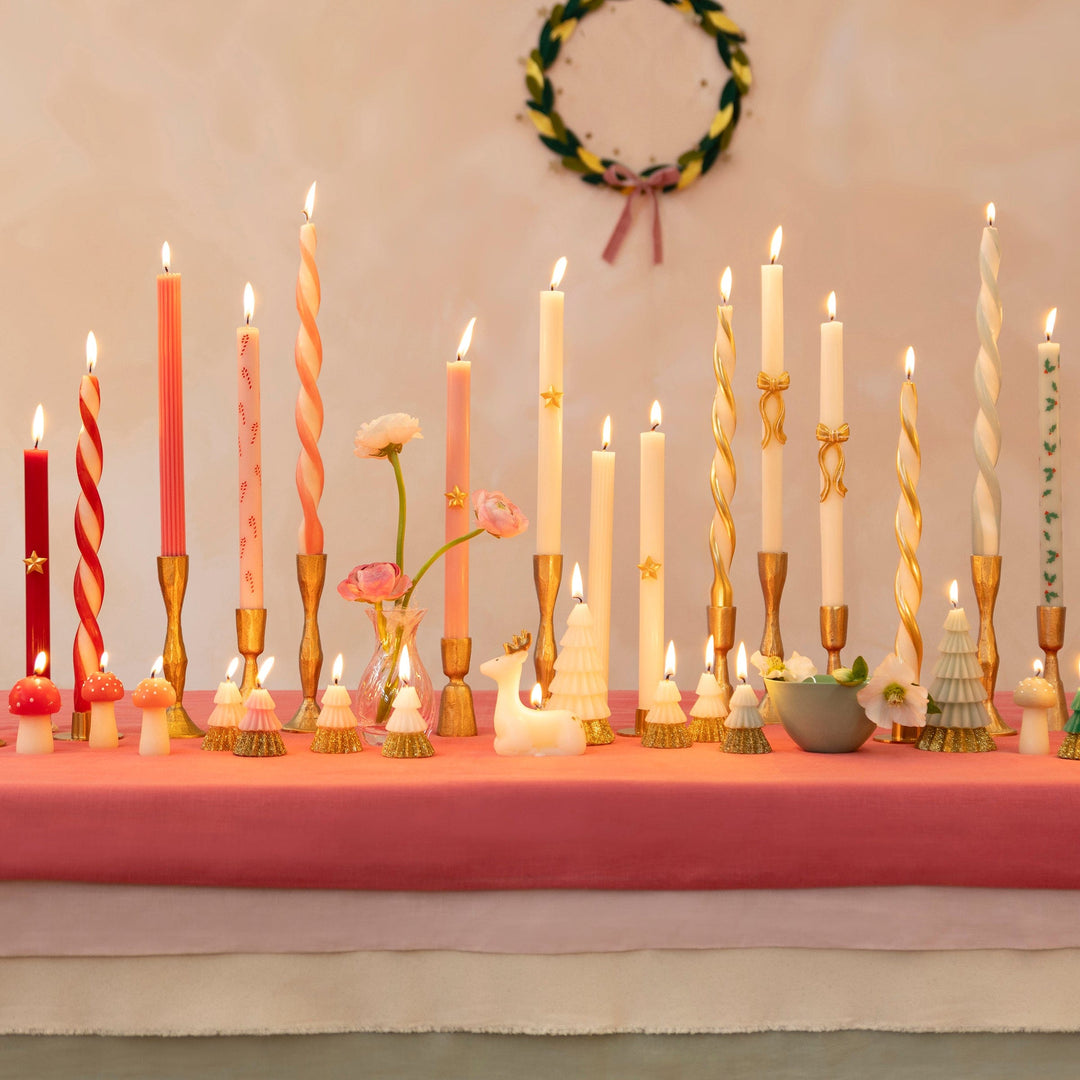 Assorted Stripe Twist Christmas Candles x 4 | Meri Meri Christmas Candles Candle Assorted Stripe Twist Christmas Candles x 4