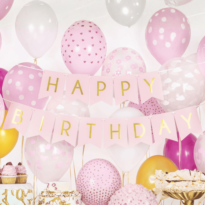 Baby Pink Happy Birthday Party Banner Party &amp; Celebration Baby Pink Happy Birthday Party Banner