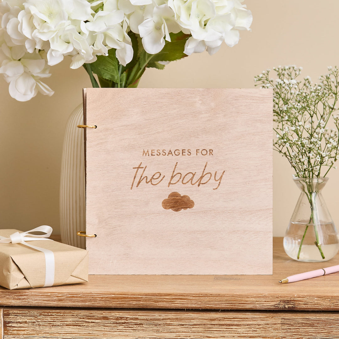 Baby Wooden Guestbook | Baby Shower Supplies UK Party Accessories Baby Wooden Guestbook