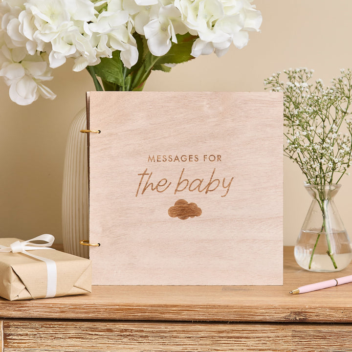Baby Wooden Guestbook | Baby Shower Supplies UK Party Accessories Baby Wooden Guestbook