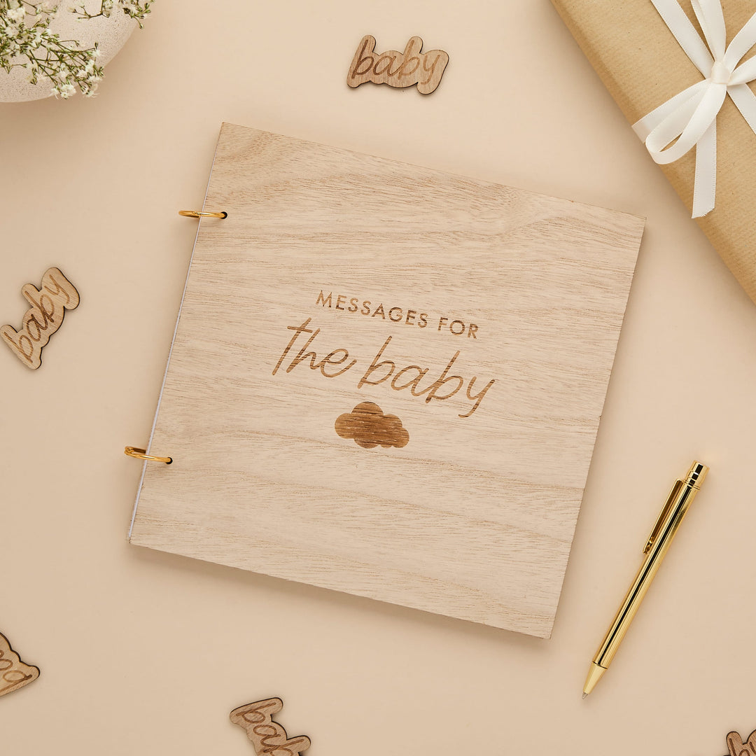 Baby Wooden Guestbook | Baby Shower Supplies UK Party Accessories Baby Wooden Guestbook
