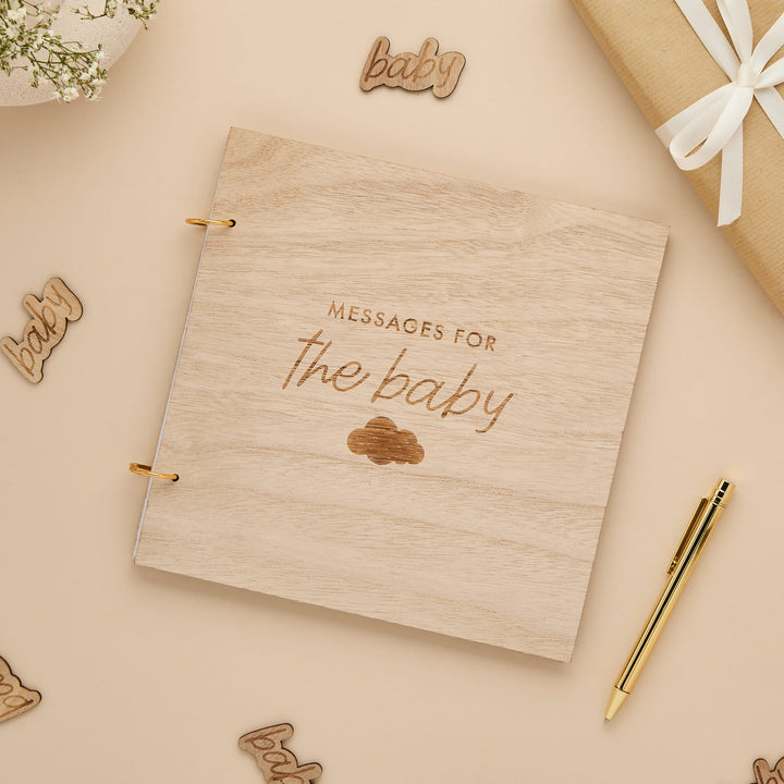 Baby Wooden Guestbook | Baby Shower Supplies UK Party Accessories Baby Wooden Guestbook