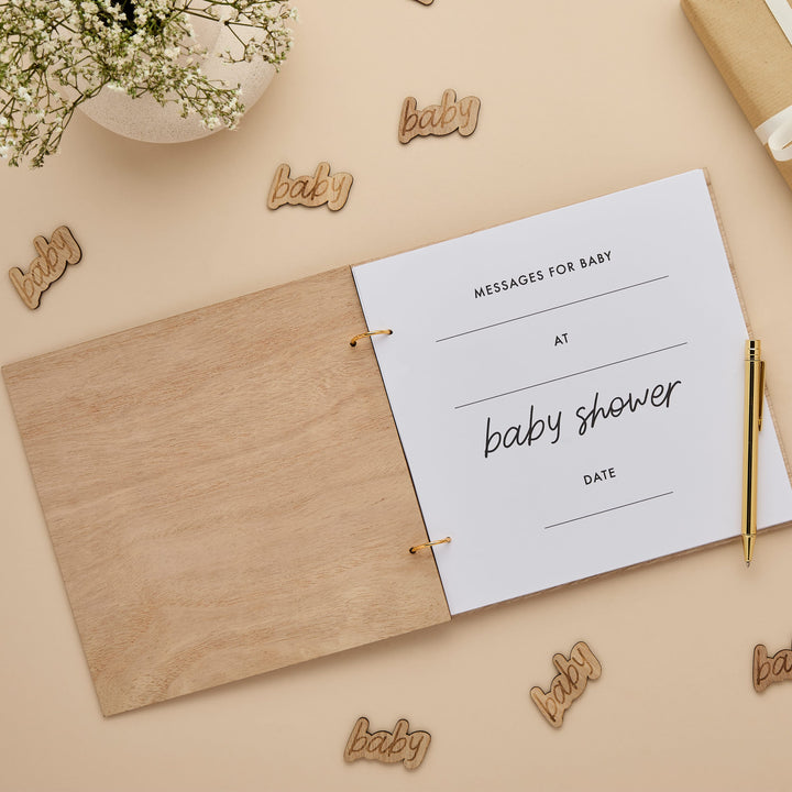 Baby Wooden Guestbook | Baby Shower Supplies UK Party Accessories Baby Wooden Guestbook