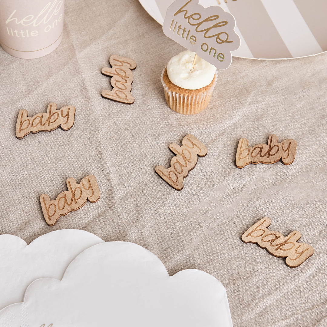 Baby Wooden Table Scatter | Baby Shower Supplies UK Party Decorations Baby Wooden Table Scatter