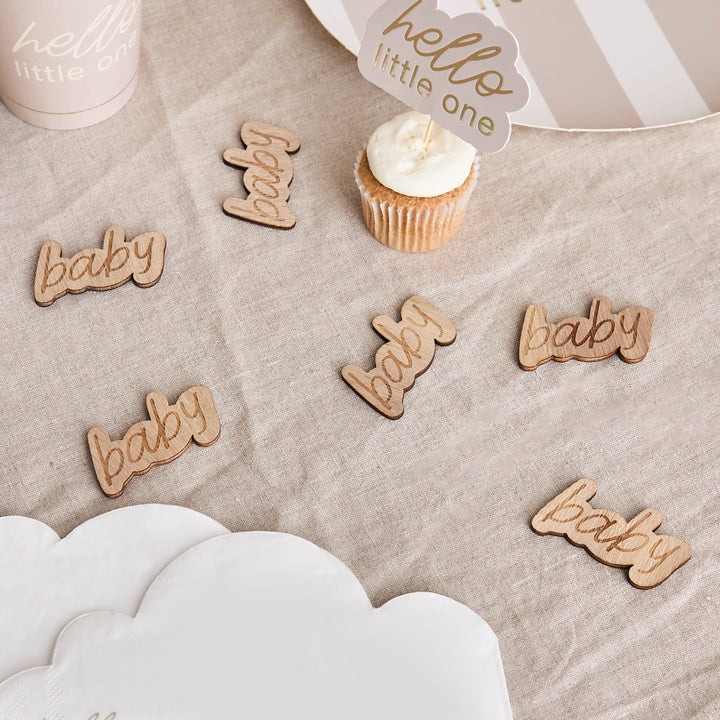 Baby Wooden Table Scatter | Baby Shower Supplies UK Party Decorations Baby Wooden Table Scatter