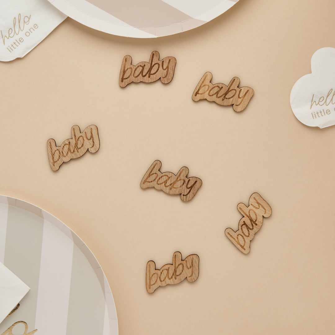 Baby Wooden Table Scatter | Baby Shower Supplies UK Party Decorations Baby Wooden Table Scatter