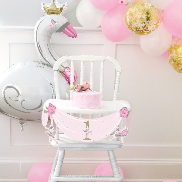 Banners Ballerina Pink & Gold 1st Birthday High Chair Decorating Kit