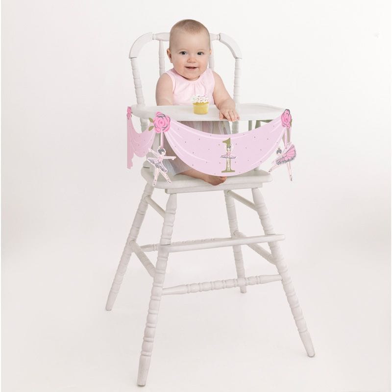 Banners Ballerina Pink & Gold 1st Birthday High Chair Decorating Kit
