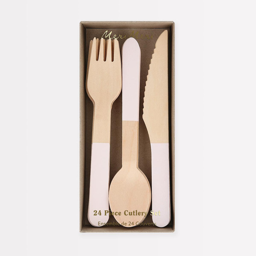 Ballet Slipper Pink Wooden Party Cutlery Set x 24 | Meri Meri Party Cutlery Ballet Slipper Pink Wooden Party Cutlery Set x 24