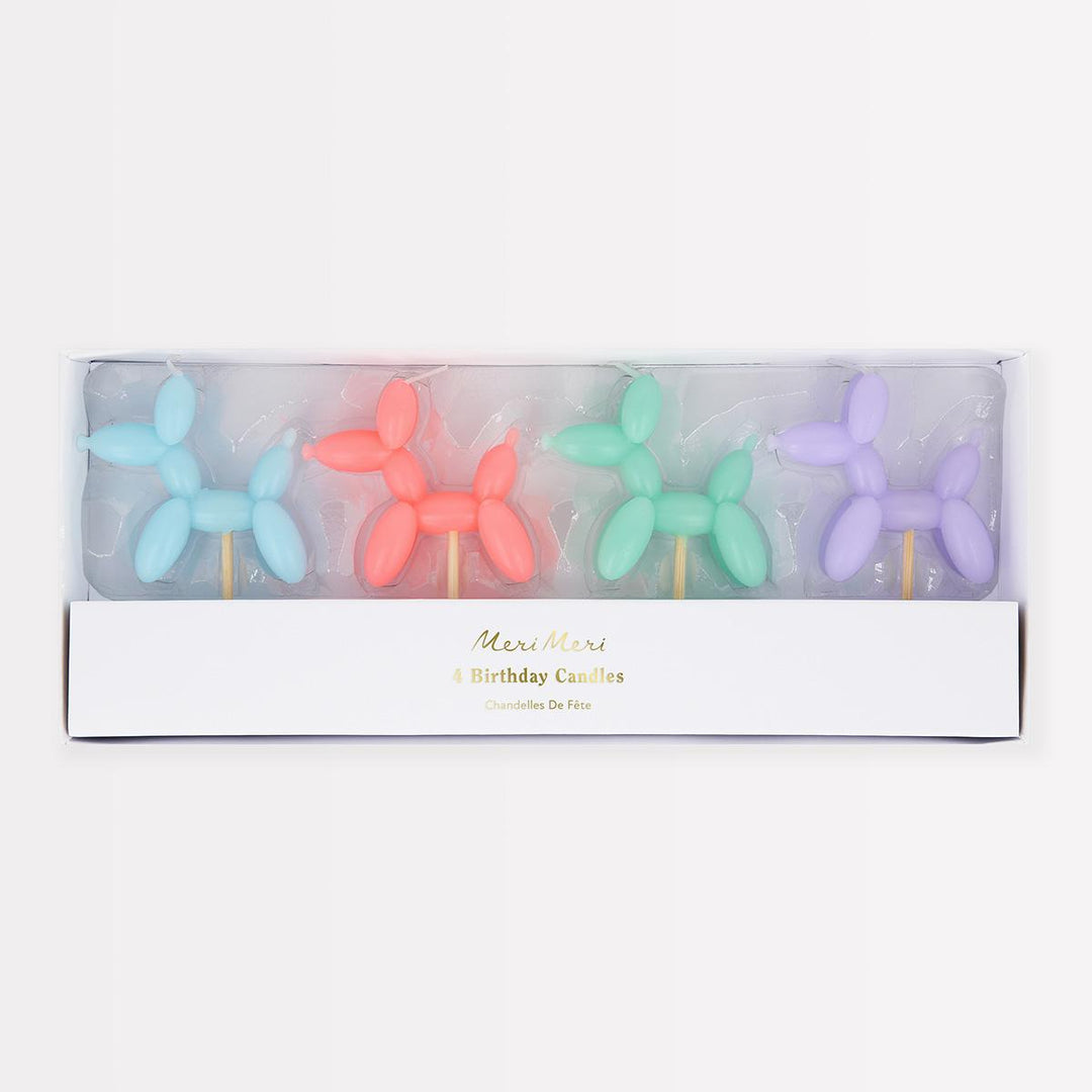 Balloon Dog Birthday Candles x 4 | Meri Meri Birthday Party Birthday Candles Balloon Dog Birthday Candles x 4