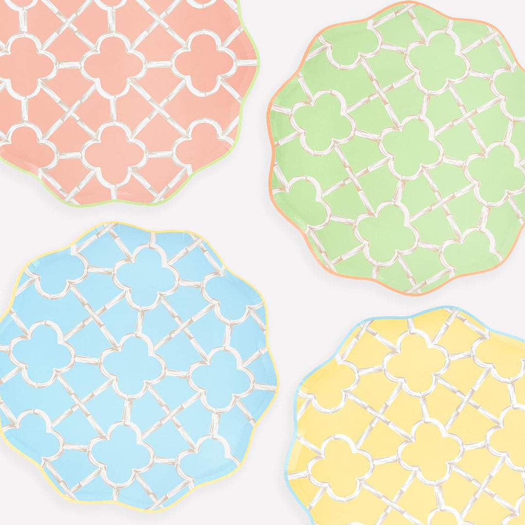 Bamboo Pattern Dinner Party Plates x 8 | Meri Meri party plates Bamboo Pattern Dinner Party Plates x 8