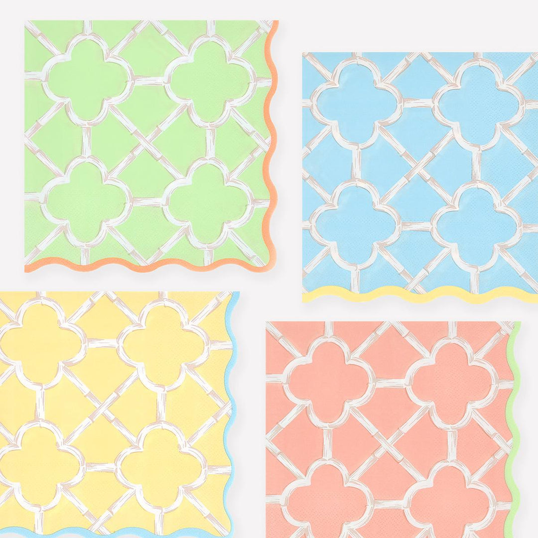 Bamboo Pattern Large Party Napkins x 16 | Meri Meri party napkins Bamboo Pattern Large Party Napkins x 16