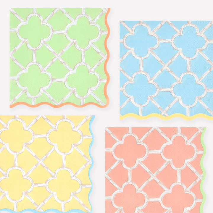 Bamboo Pattern Large Party Napkins x 16 | Meri Meri party napkins Bamboo Pattern Large Party Napkins x 16