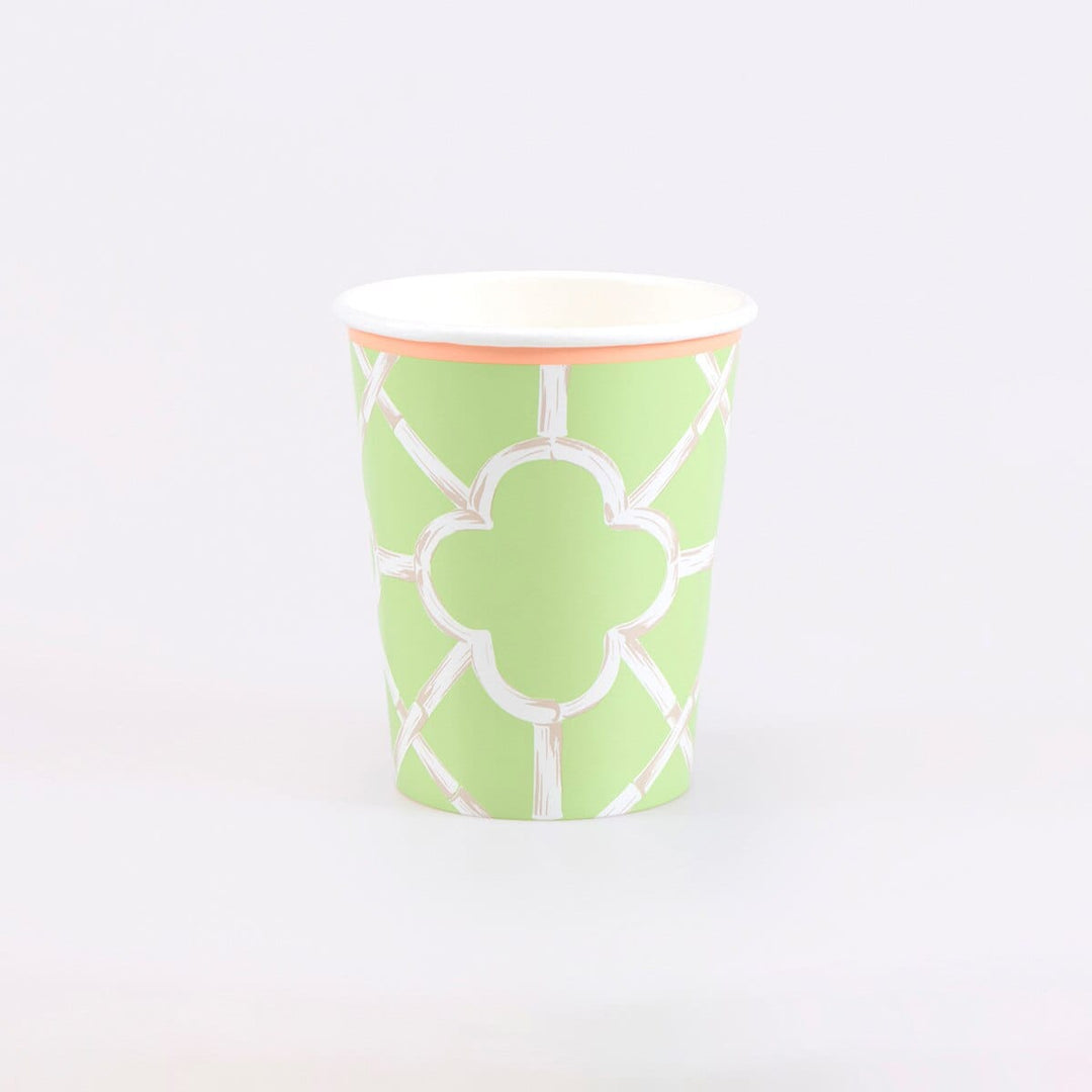 Bamboo Pattern Party Cups x 8 | Meri Meri party cups Bamboo Pattern Party Cups x 8