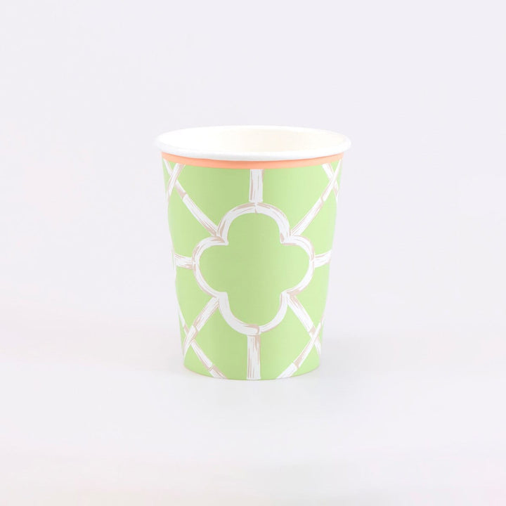 Bamboo Pattern Party Cups x 8 | Meri Meri party cups Bamboo Pattern Party Cups x 8