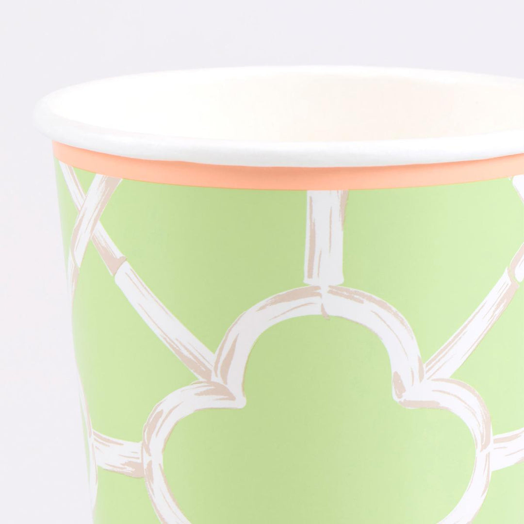 Bamboo Pattern Party Cups x 8 | Meri Meri party cups Bamboo Pattern Party Cups x 8