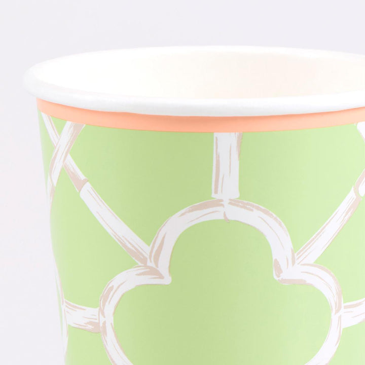 Bamboo Pattern Party Cups x 8 | Meri Meri party cups Bamboo Pattern Party Cups x 8