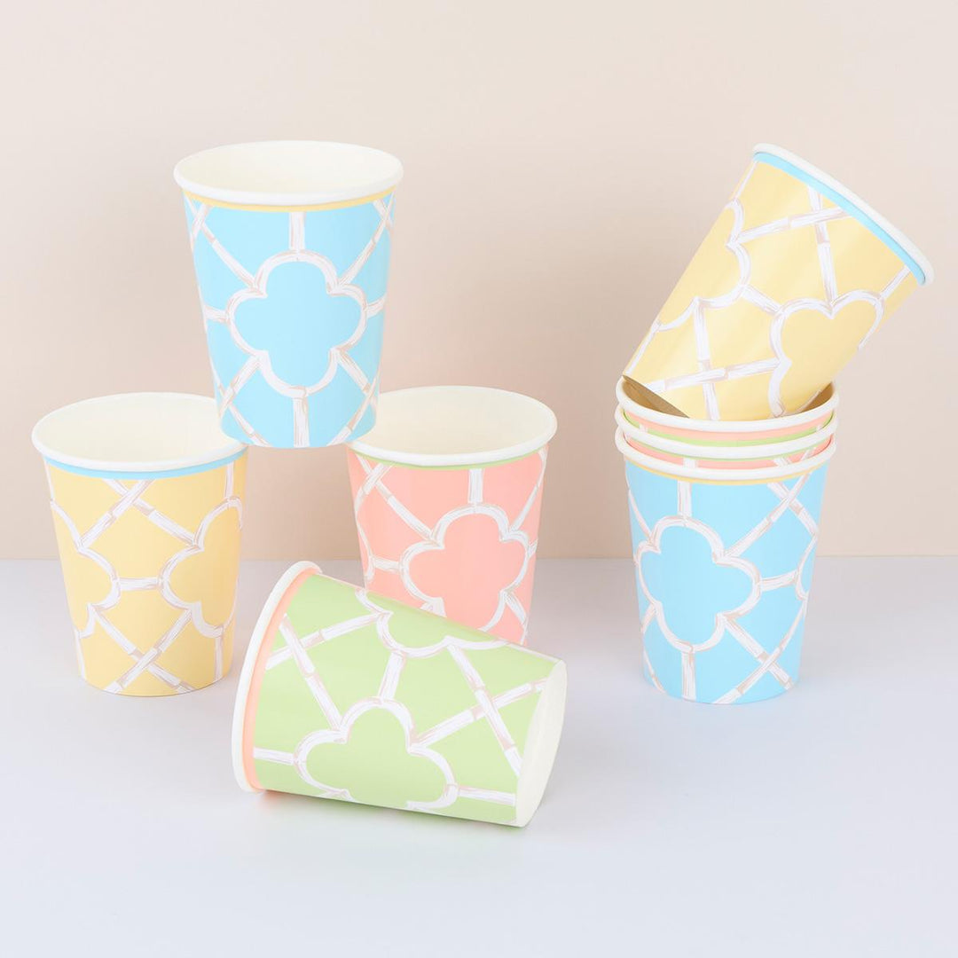 Bamboo Pattern Party Cups x 8 | Meri Meri party cups Bamboo Pattern Party Cups x 8