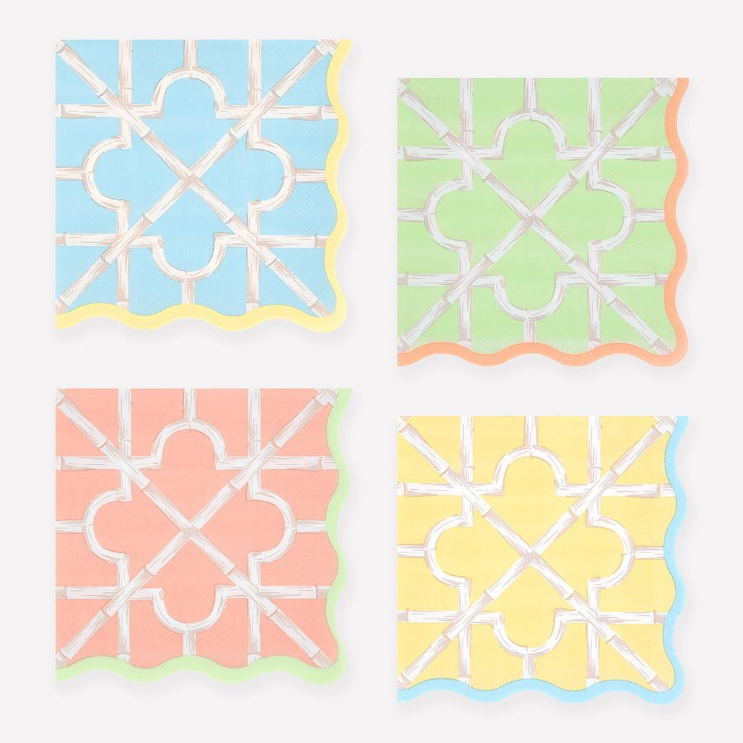 Bamboo Pattern Small Party Napkins x 16 | Meri Meri party napkins Bamboo Pattern Small Party Napkins x 16