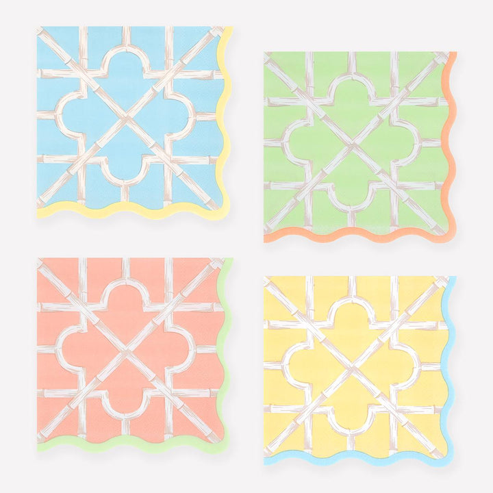 Bamboo Pattern Small Party Napkins x 16 | Meri Meri party napkins Bamboo Pattern Small Party Napkins x 16