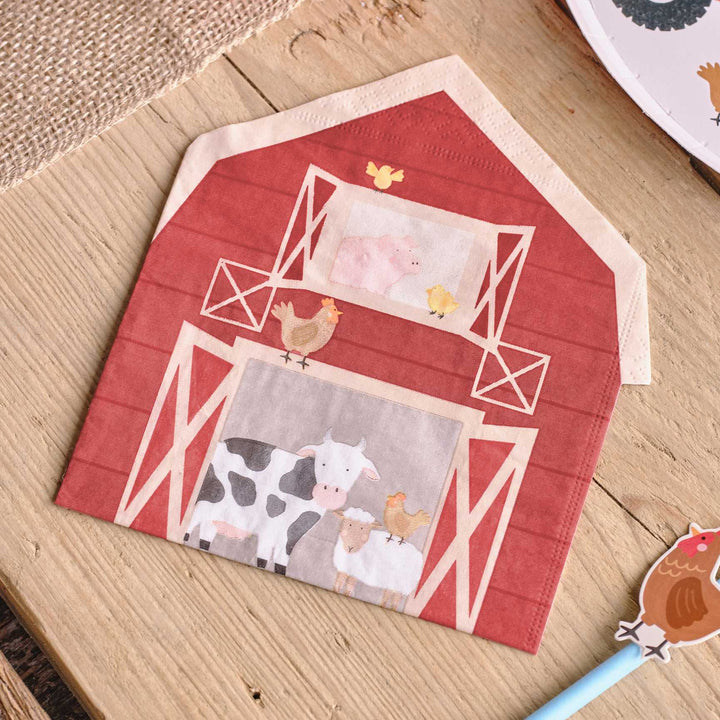 Disposable Plates Barn Shaped Farm Animal Party Napkins x