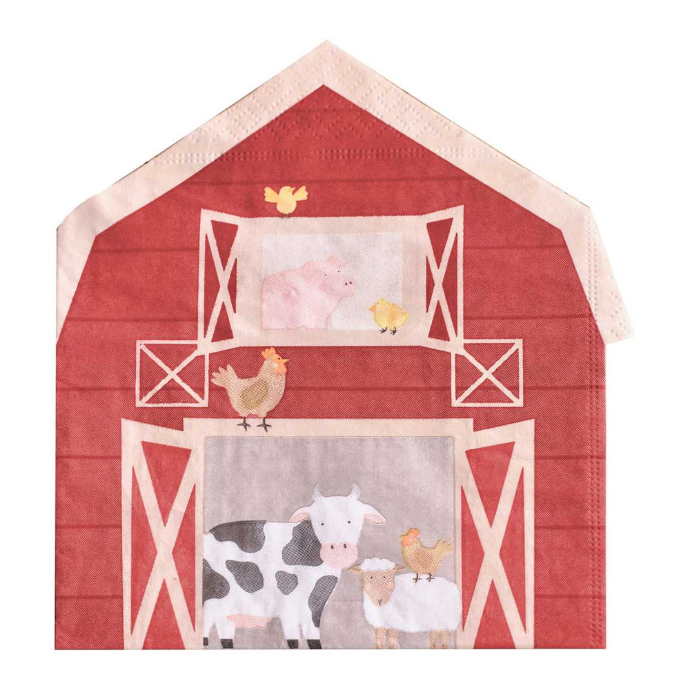 Disposable Plates Barn Shaped Farm Animal Party Napkins x 16