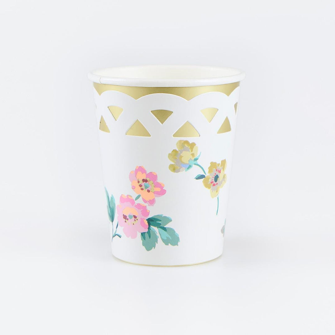 Basketweave Floral Cups x8 | Meri Meri | Little Big Party Cups Basketweave Floral Cups x8