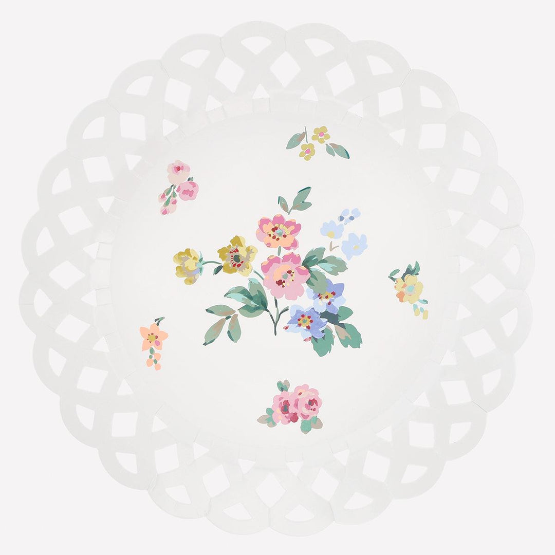 Basketweave Floral Dinner Plates x8 | Meri Meri | Little Big Party Plates Basketweave Floral Dinner Plates x8