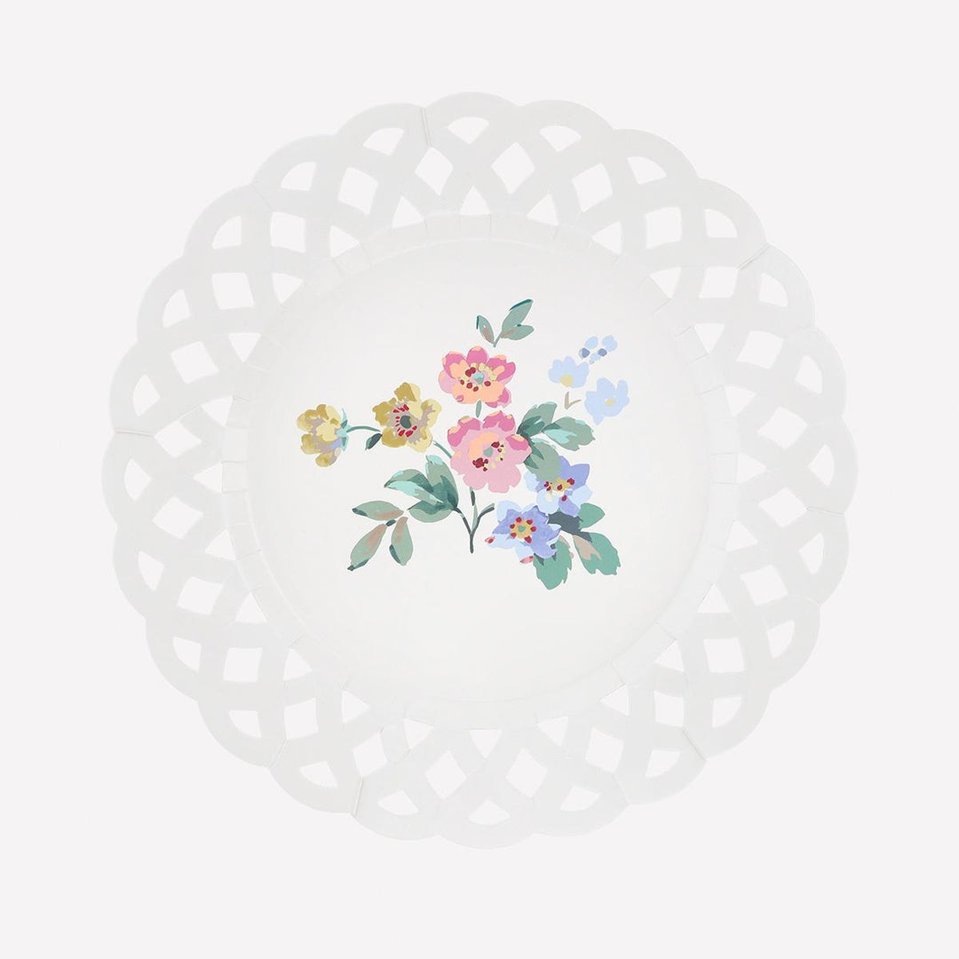 Basketweave Floral Side Plates x8 | Meri Meri | Little Big Party Plates Basketweave Floral Side Plates x8
